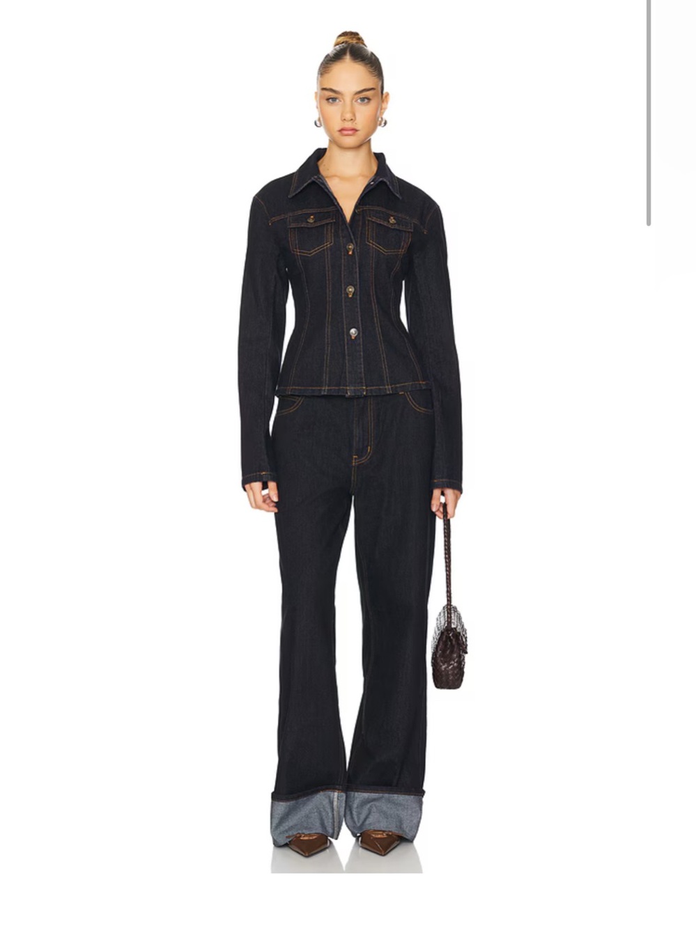 Revolve LIONESS Dark Denim Set (Pants + Top)